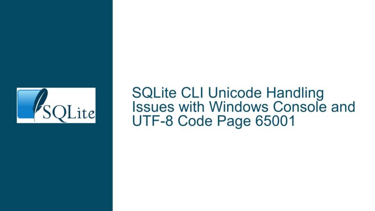 SQLite CLI Unicode Handling Issues with Windows Console and UTF-8 Code Page 65001