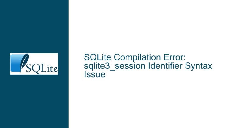 SQLite Compilation Error: sqlite3_session Identifier Syntax Issue