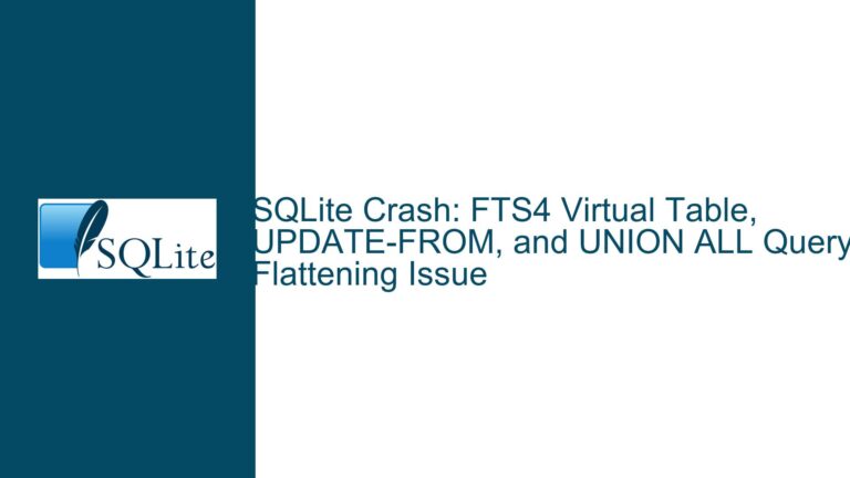 SQLite Crash: FTS4 Virtual Table, UPDATE-FROM, and UNION ALL Query Flattening Issue
