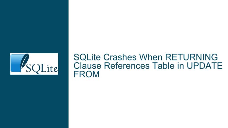 SQLite Crashes When RETURNING Clause References Table in UPDATE FROM