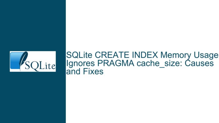 SQLite CREATE INDEX Memory Usage Ignores PRAGMA cache_size: Causes and Fixes