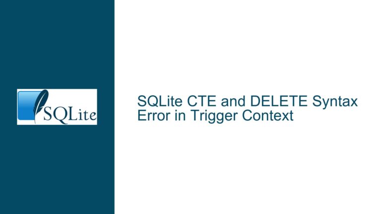 SQLite CTE and DELETE Syntax Error in Trigger Context