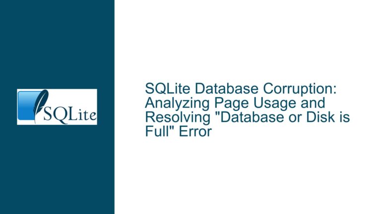 SQLite Database Corruption: Analyzing Page Usage and Resolving “Database or Disk is Full” Error
