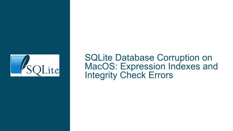 SQLite Database Corruption on MacOS: Expression Indexes and Integrity Check Errors