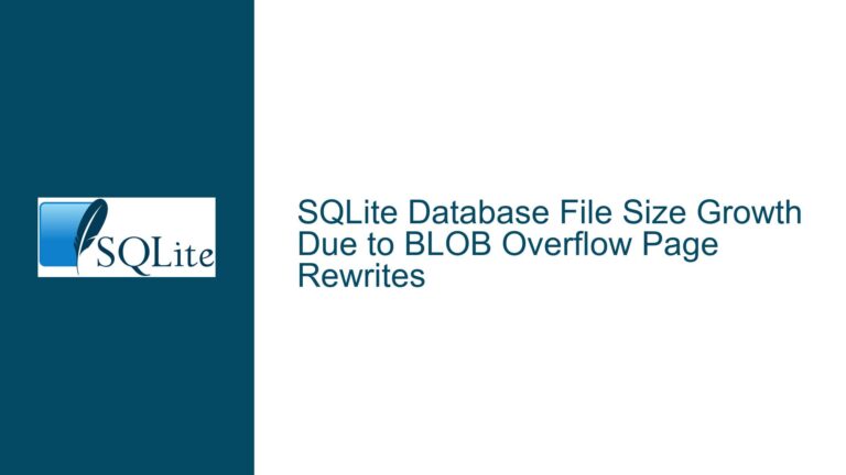 SQLite Database File Size Growth Due to BLOB Overflow Page Rewrites