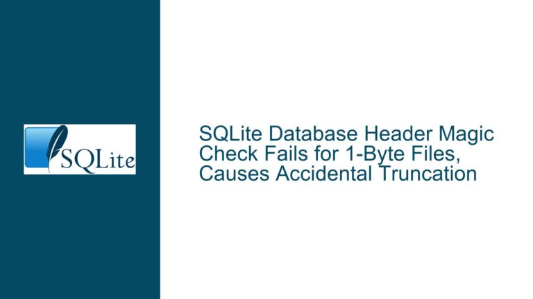 SQLite Database Header Magic Check Fails for 1-Byte Files, Causes Accidental Truncation