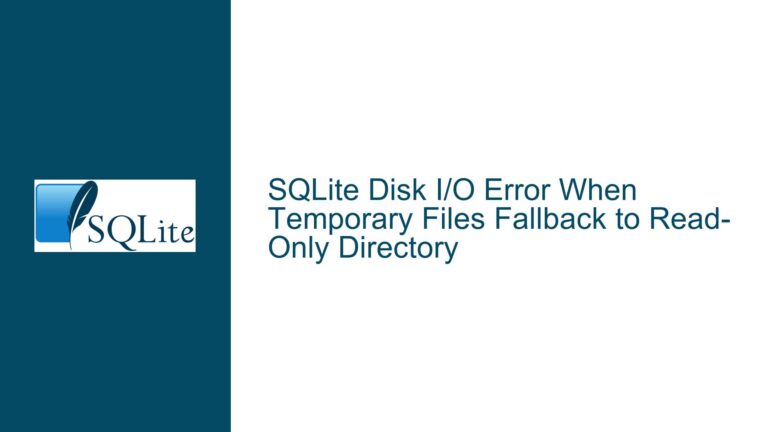 SQLite Disk I/O Error When Temporary Files Fallback to Read-Only Directory