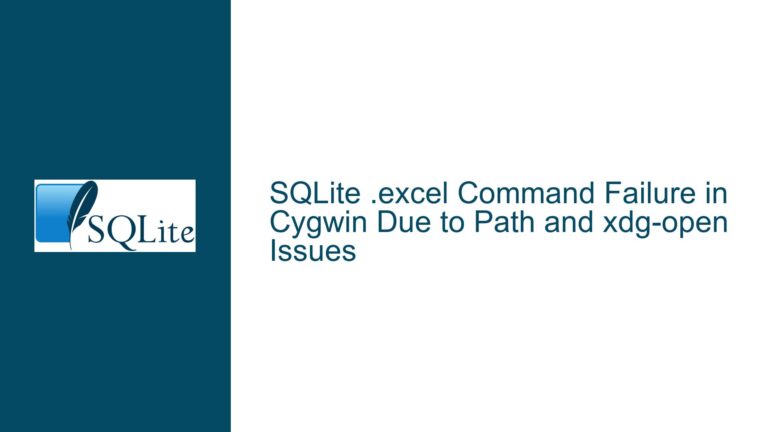 SQLite .excel Command Failure in Cygwin Due to Path and xdg-open Issues