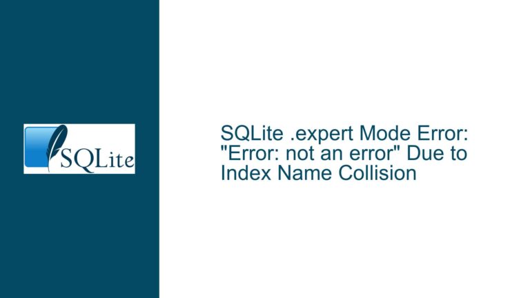 SQLite .expert Mode Error: “Error: not an error” Due to Index Name Collision