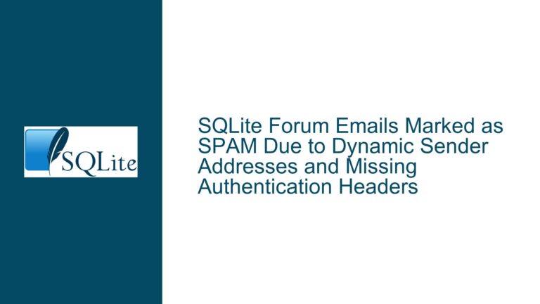 SQLite Forum Emails Marked as SPAM Due to Dynamic Sender Addresses and Missing Authentication Headers