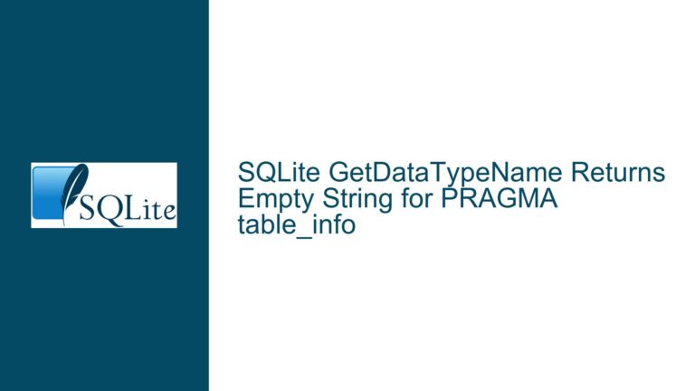 SQLite GetDataTypeName Returns Empty String for PRAGMA table_info