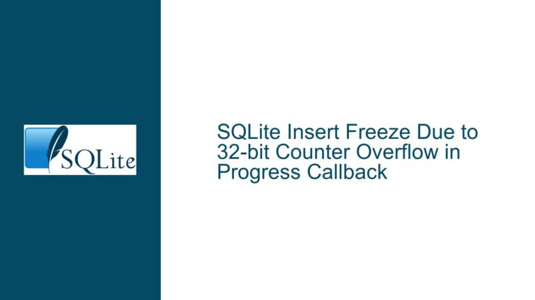 SQLite Insert Freeze Due to 32-bit Counter Overflow in Progress Callback