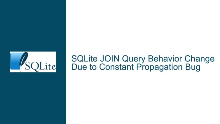 SQLite JOIN Query Behavior Change Due to Constant Propagation Bug