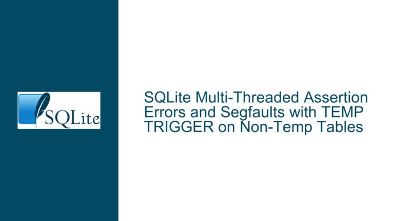 SQLite Multi-Threaded Assertion Errors and Segfaults with TEMP TRIGGER on Non-Temp Tables