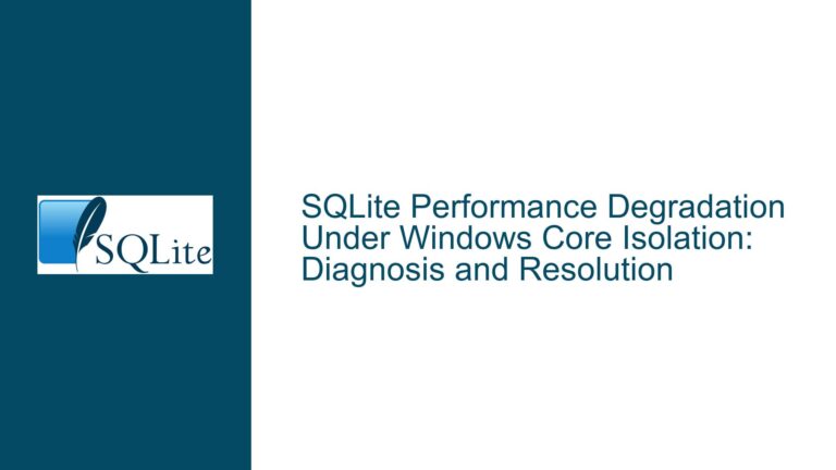 SQLite Performance Degradation Under Windows Core Isolation: Diagnosis and Resolution