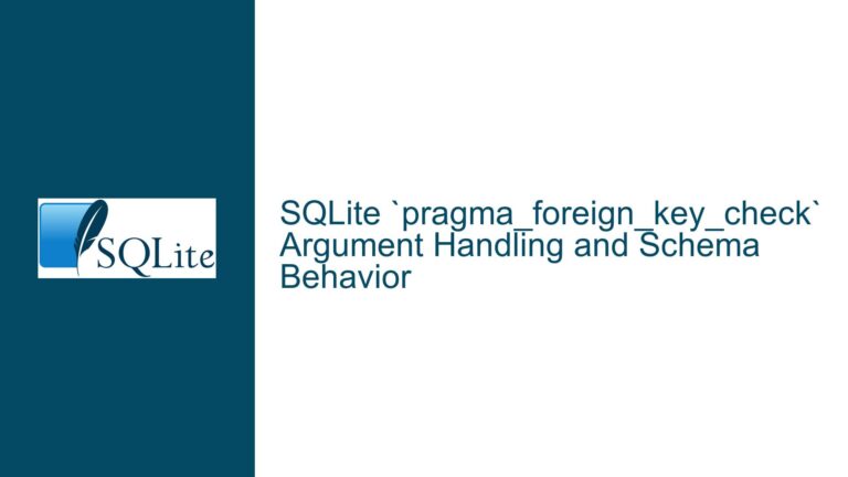 SQLite `pragma_foreign_key_check` Argument Handling and Schema Behavior