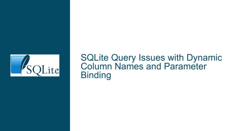 SQLite Query Issues with Dynamic Column Names and Parameter Binding