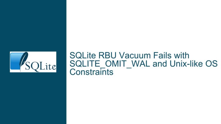 SQLite RBU Vacuum Fails with SQLITE_OMIT_WAL and Unix-like OS Constraints