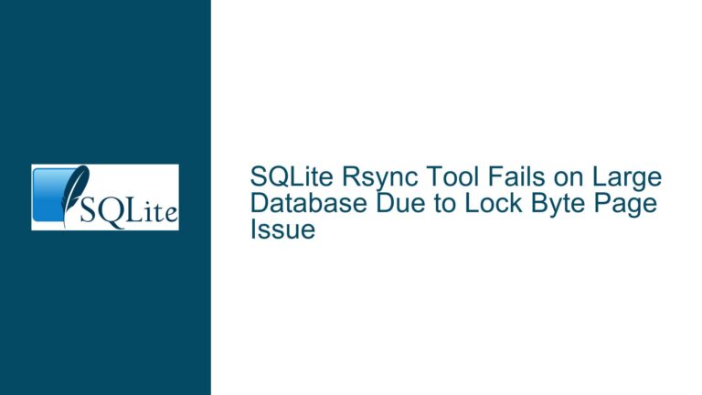 SQLite Rsync Tool Fails on Large Database Due to Lock Byte Page Issue
