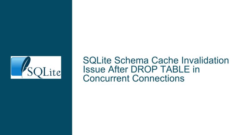SQLite Schema Cache Invalidation Issue After DROP TABLE in Concurrent Connections