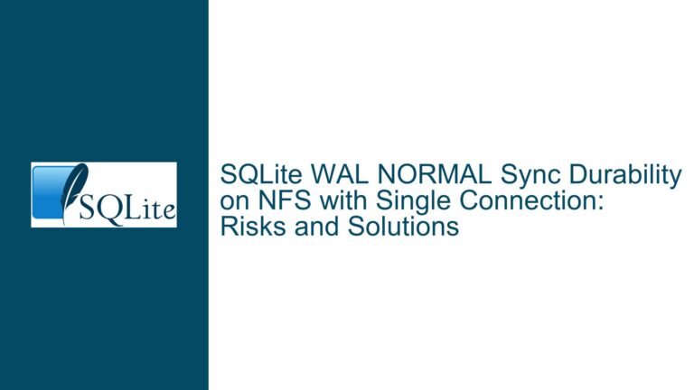 SQLite WAL NORMAL Sync Durability on NFS with Single Connection: Risks and Solutions