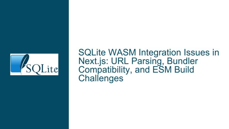 SQLite WASM Integration Issues in Next.js: URL Parsing, Bundler Compatibility, and ESM Build Challenges