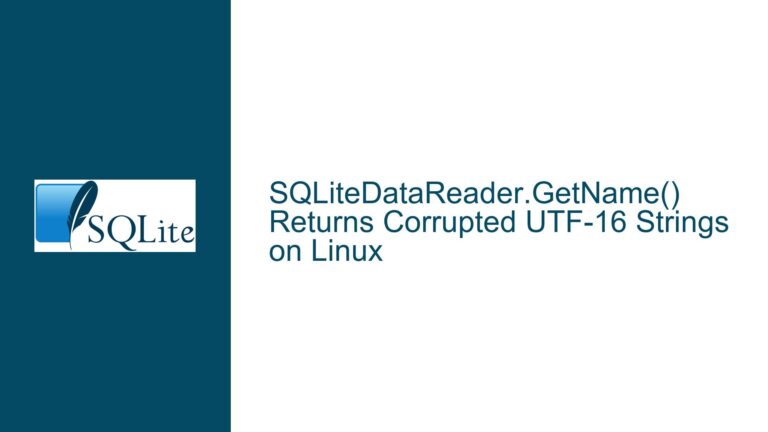 SQLiteDataReader.GetName() Returns Corrupted UTF-16 Strings on Linux