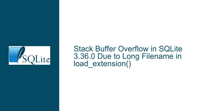 Stack Buffer Overflow in SQLite 3.36.0 Due to Long Filename in load_extension()