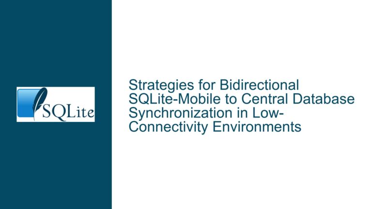 Strategies for Bidirectional SQLite-Mobile to Central Database Synchronization in Low-Connectivity Environments