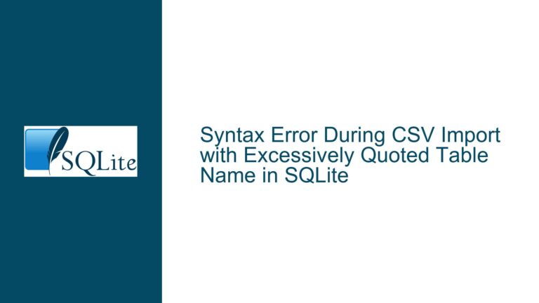 Syntax Error During CSV Import with Excessively Quoted Table Name in SQLite