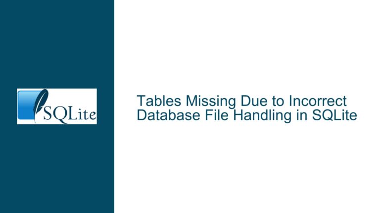 Tables Missing Due to Incorrect Database File Handling in SQLite