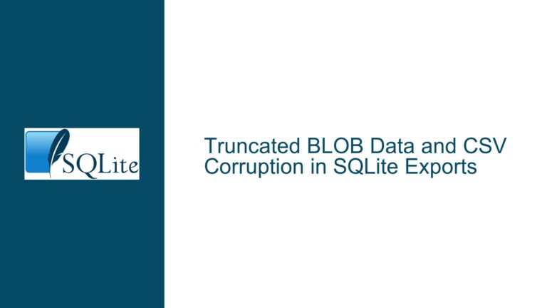 Truncated BLOB Data and CSV Corruption in SQLite Exports