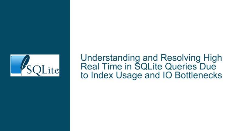 and Resolving High Real Time in SQLite Queries Due to Index Usage and IO Bottlenecks
