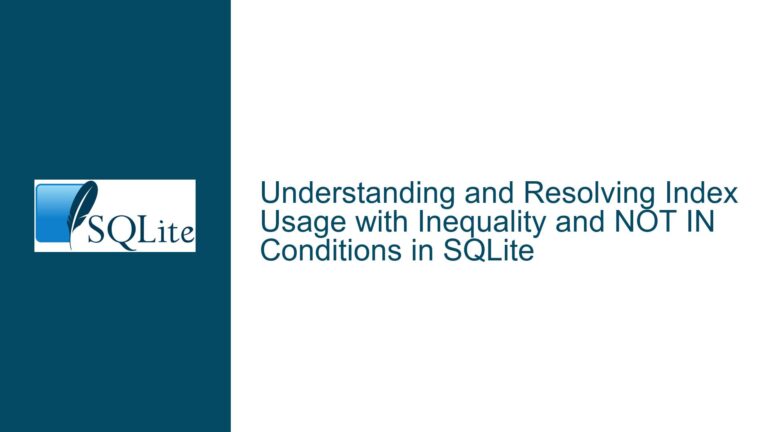 and Resolving Index Usage with Inequality and NOT IN Conditions in SQLite