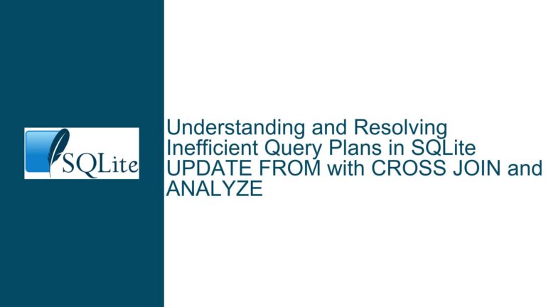 and Resolving Inefficient Query Plans in SQLite UPDATE FROM with CROSS JOIN and ANALYZE