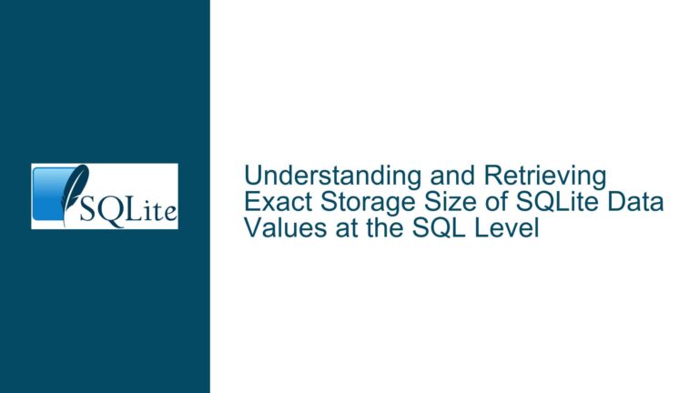 and Retrieving Exact Storage Size of SQLite Data Values at the SQL Level