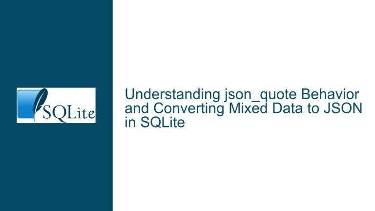 json_quote Behavior and Converting Mixed Data to JSON in SQLite