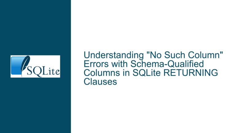 “No Such Column” Errors with Schema-Qualified Columns in SQLite RETURNING Clauses