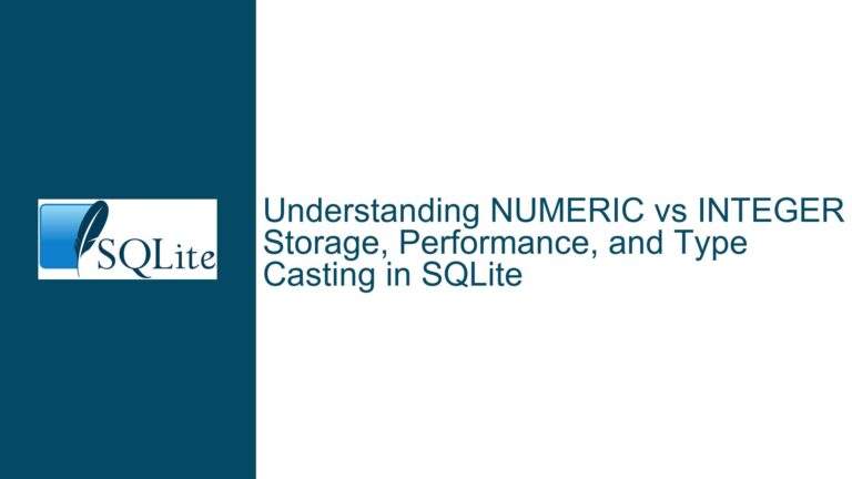 NUMERIC vs INTEGER Storage, Performance, and Type Casting in SQLite