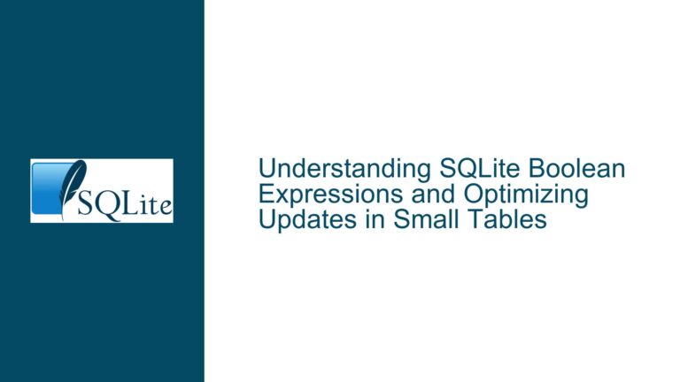 SQLite Boolean Expressions and Optimizing Updates in Small Tables