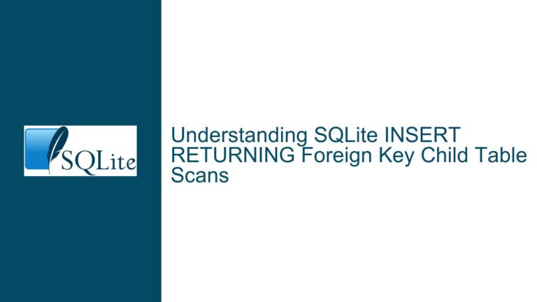 SQLite INSERT RETURNING Foreign Key Child Table Scans