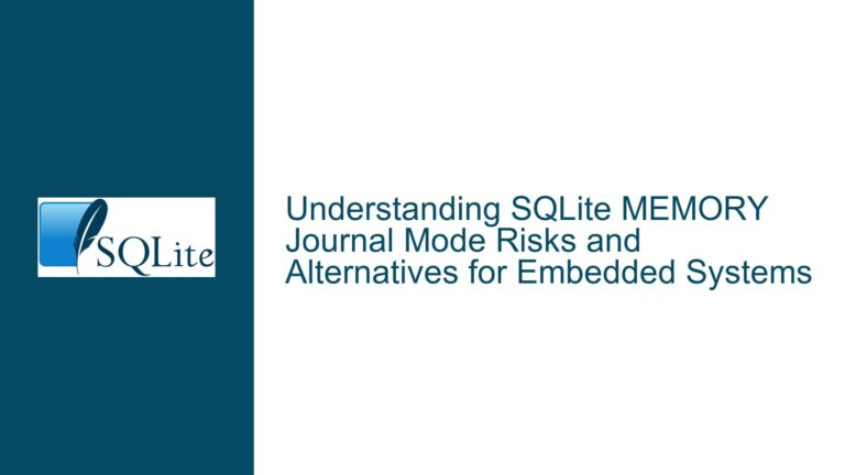SQLite MEMORY Journal Mode Risks and Alternatives for Embedded Systems