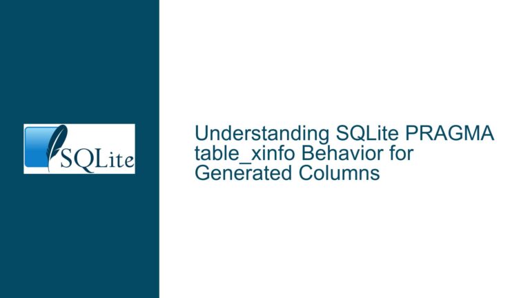 SQLite PRAGMA table_xinfo Behavior for Generated Columns