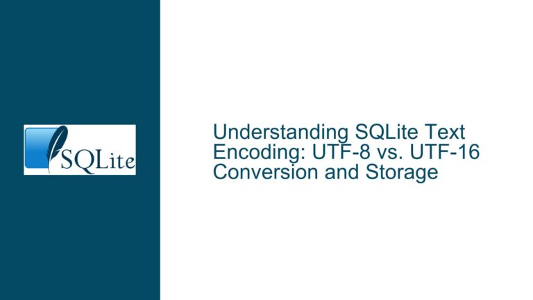 SQLite Text Encoding: UTF-8 vs. UTF-16 Conversion and Storage