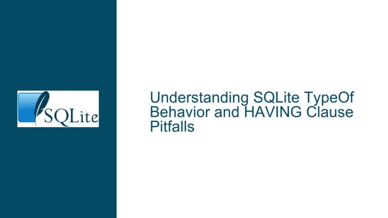 SQLite TypeOf Behavior and HAVING Clause Pitfalls
