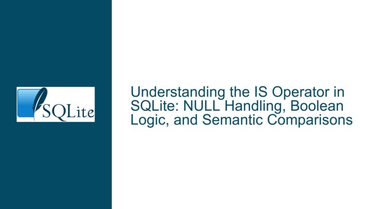 the IS Operator in SQLite: NULL Handling, Boolean Logic, and Semantic Comparisons
