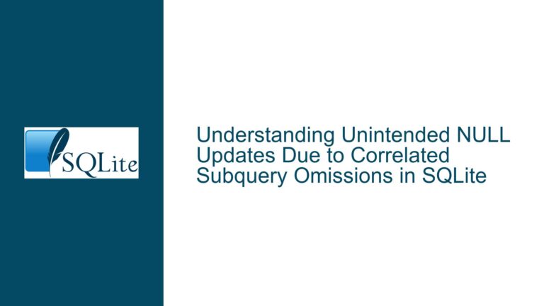 Unintended NULL Updates Due to Correlated Subquery Omissions in SQLite