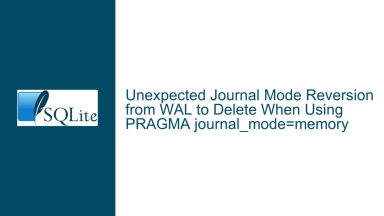 Unexpected Journal Mode Reversion from WAL to Delete When Using PRAGMA journal_mode=memory