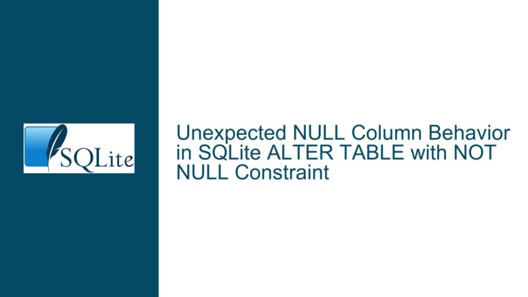 Unexpected NULL Column Behavior in SQLite ALTER TABLE with NOT NULL Constraint