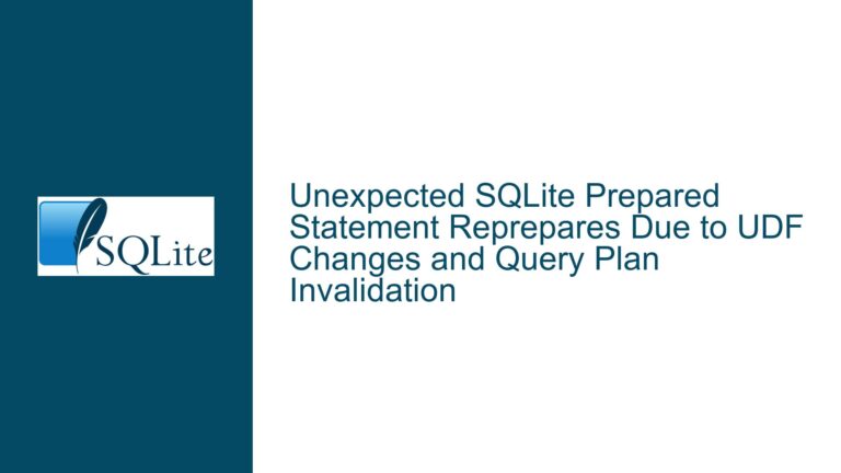 Unexpected SQLite Prepared Statement Reprepares Due to UDF Changes and Query Plan Invalidation